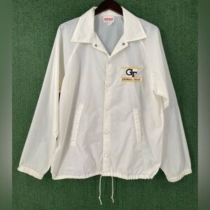 VTG 80’s Georgia Tech Embroidered Logo Snap Coaches Jacket Mens Size XL
